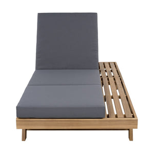 English Elm Lounge Chaise Outdoor Acacia Wood Slatted Frame with Water Resistant Cushion Resort Style Dark Gray,Light Brown N770P442L26G