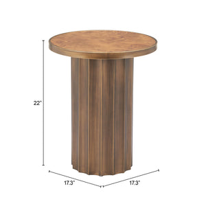 Zuo Modern Afinato Side Table In Rich Brown - Modern Elegance With Burl Veneer Mdf & Steel For Any Space Brown Mdf,Steel 110754-zuo-modern