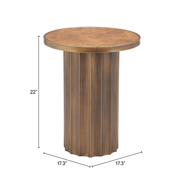 Zuo Modern Afinato Side Table In Rich Brown - Modern Elegance With Burl Veneer Mdf & Steel For Any Space Brown Mdf,Steel 110754-zuo-modern