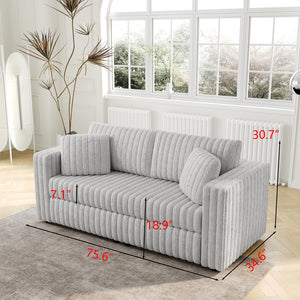 English Elm 75.6" Soft Modular 2-person Sofa with Removable Zippered Cushions for Easy Deep Cleaning and Comfort Light Gray W1767S00007