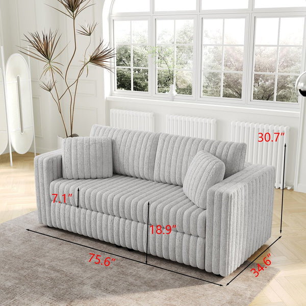 English Elm 75.6" Soft Modular 2-person Sofa with Removable Zippered Cushions for Easy Deep Cleaning and Comfort Light Gray W1767S00007