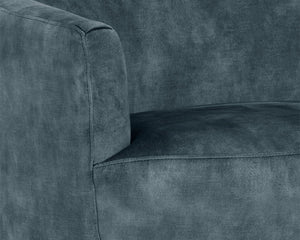 Sunpan Casey Swivel Lounge Chair - Elegant Modern Barrelback Design with Gold Stainless Steel Base Nono Petrol