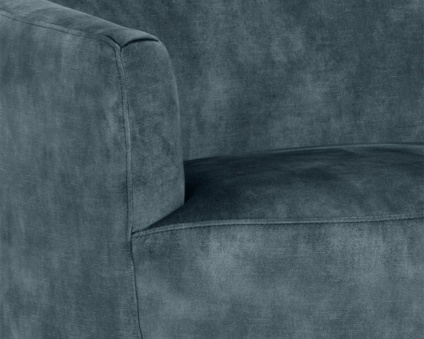 Sunpan Casey Swivel Lounge Chair - Elegant Modern Barrelback Design with Gold Stainless Steel Base Nono Petrol