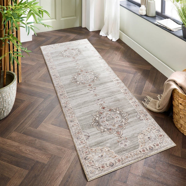 English Elm Majestic Medallion Runner Rug Traditional Polyester Low Pile Entryway Hallway Accent B186P428871