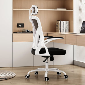English Elm Ergonomic Office Chair - High Back Mesh Desk Chair With Adjustable Lumbar Support & Headrest, White/Black T3623P380914