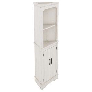 English Elm Tall Corner Cabinet Wood Grain Beige - Tall 69.3" Storage Tower with Doors, Shelves & Space-Saving Design W1580P257486