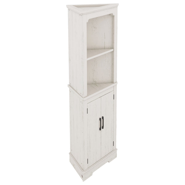 English Elm Tall Corner Cabinet Wood Grain Beige - Tall 69.3" Storage Tower with Doors, Shelves & Space-Saving Design W1580P257486