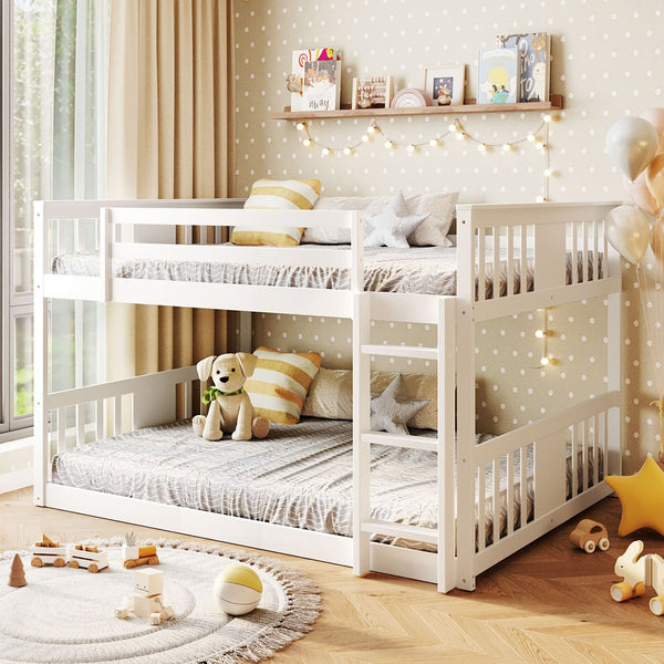 English Elm Full Over Bunk Bed Pine Frame Gray Finish Kids Guest Room Sleep Solution LT100207AAK
