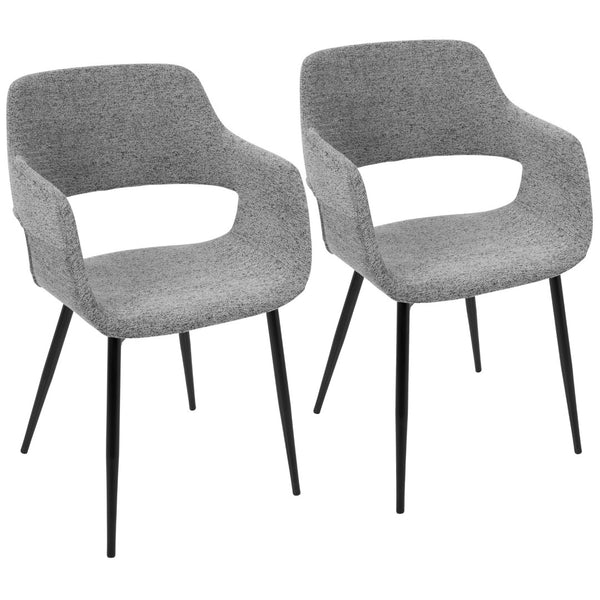English Elm Contemporary Grey Fabric Dining Chairs with Black Metal Legs for Modern Interiors B202S01265