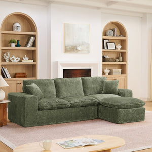 English Elm 107'' Boucle L-shaped Sectional with Reversible Chaise Deep Foam Seat Living Room Green W1413S00168