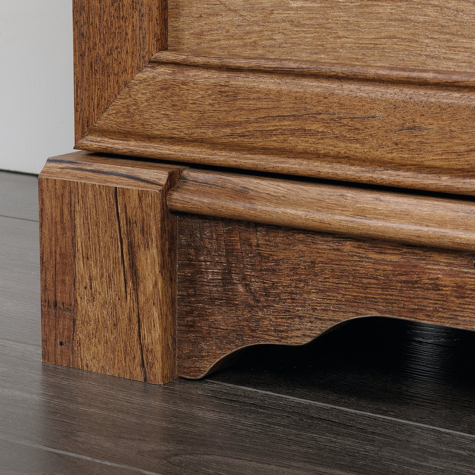 English Elm Dresser, Contemporary Brown Finish With Deep Drawers & Sleek Metal Handles For Modern Storage Solutions B356P402624