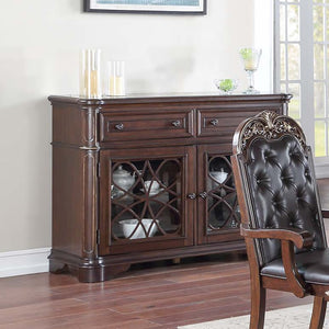 English Elm Traditional Elegant Server with Spacious Drawers and Cabinet Storage for Dining Room Organization and Style Dark Oak 59 L x 44 W x 27 H B011P395603