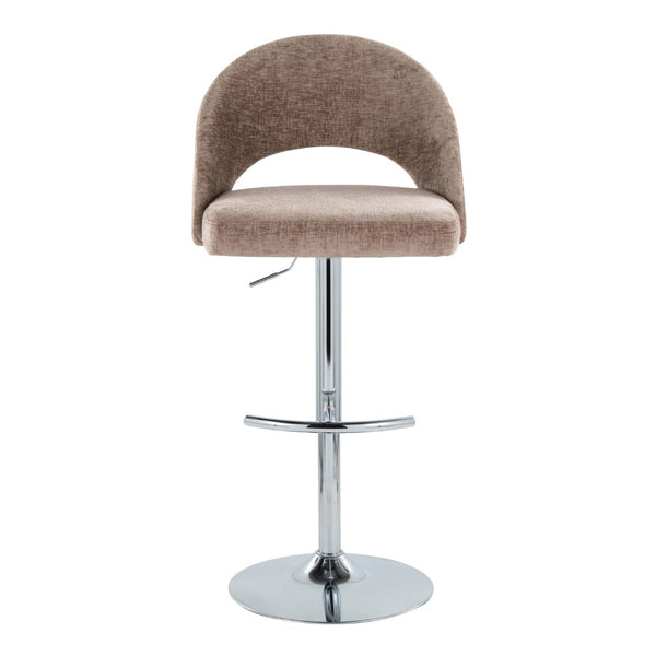 English Elm Adjustable Swivel Barstools Set of 2 Fabric Seat Black Metal Base Kitchen Counter Brown B202S02004
