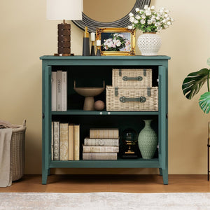 English Elm Geometric Diamond Embossed Sideboard Cabinet Matte Vintage Mdf Entryway Storage Green W688P364740