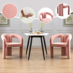 English Elm Contemporary Velvet Upholstered Dining Accent Chair with Curved Back, Steel Frame, Plush Foam Comfort Pink W395103725