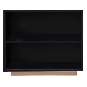English Elm Black Black and Rose-Gold 2-Shelf Bookshelf with Cabinet Base, KD Assembly, Stylish Open Storage Solution B062P209198