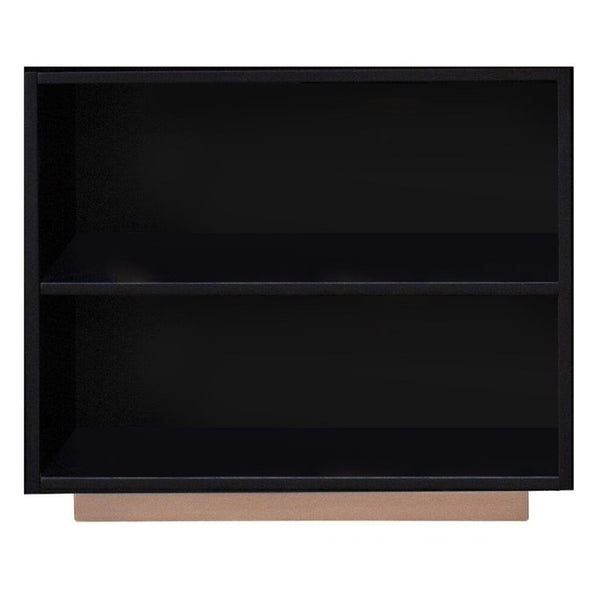 English Elm Black Black and Rose-Gold 2-Shelf Bookshelf with Cabinet Base, KD Assembly, Stylish Open Storage Solution B062P209198