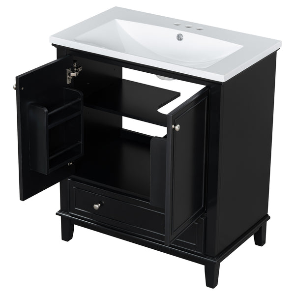 English Elm 30" Bathroom Vanity With Sink Combo - Modern Black Cabinet, Spacious Storage & Durable Design SY999606AAB-6