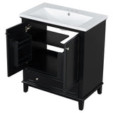 English Elm 30" Bathroom Vanity With Sink Combo, Multi-Functional Bathroom Cabinet With Doors and Drawer, Solid Frame and Mdf Board, Black