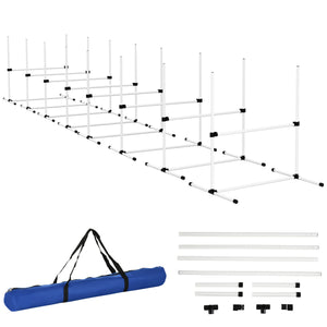 English Elm PawHut Dog Agility Training Set — 8 Adjustable Jump Bars with Portable Carry Bag for Easy Practice White W2225P217630