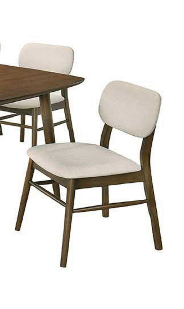 English Elm 7pc Modern Rectangular Dining Set with 8" Butterfly Leaf, Upholstered Chairs, Brown Finish, 71-79" B011S02020