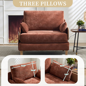 English Elm Foldable sofa bed recliner with three pillows, 3-in-1 convertible sleeper for small spaces, mid-century modern comfort Orange W395P290558