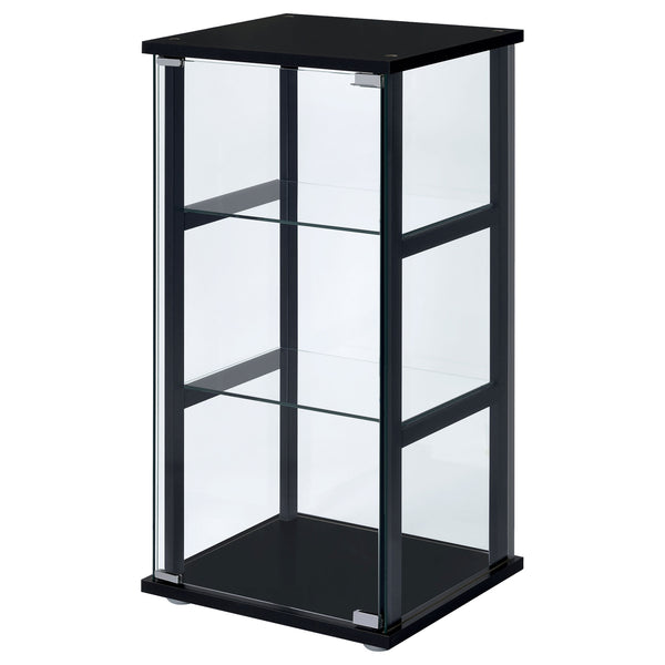 English Elm Callie Black Glass Curio Cabinet with 3 Shelves - Sleek Tempered Glass Door, Stylish Storage Display B062P328663