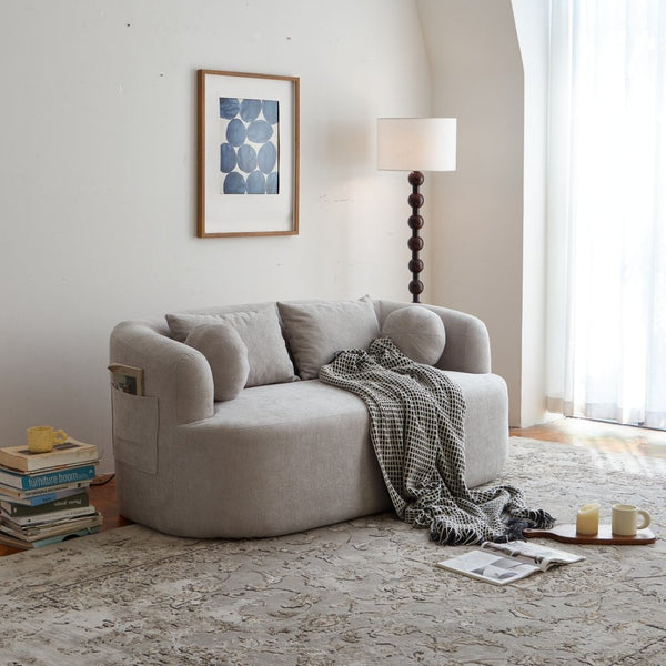 English Elm Sofa-in-a-box, Chenille Loveseat Frameless Foam 2 Seater for Modern Living Spaces Gray W668P381895