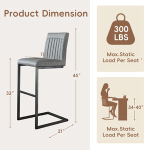 English Elm Faux Leather Counter Stools Set of Two Ergonomic Curved Back Metal Frame Kitchen Seating W5096P400662