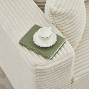 English Elm 106" Cloud Sectional Couch L-Shape With Flexible Right-Facing Chaise In Plush Beige Corduroy Fabric W1143S00025