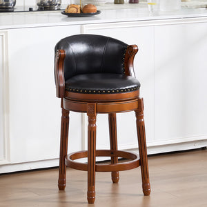 English Elm Cow Leather Swivel Barstool Solid Hardwood Frame 360 Spin Kitchen Counter Seating W2195P399437