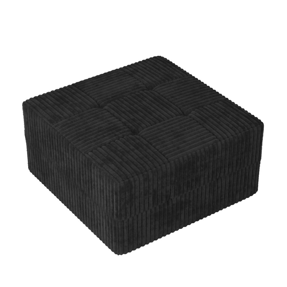 English Elm Ottoman Modular Sectional Sofa Terrycloth Upholstered Foam Sleeper for Modern Living Spaces Black W487P462939