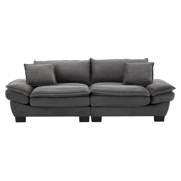 English Elm Corduroy Stylish Sleeper Sofa Loveseat with Dual-Layer Cushions & Two Support Pillows, Sturdy Frame Grey W676P184143