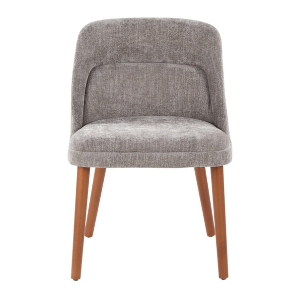 English Elm Chair Set of 2 Mid-century Modern Upholstered Dining Accent with Tapered Wood Legs Grey B202P471336
