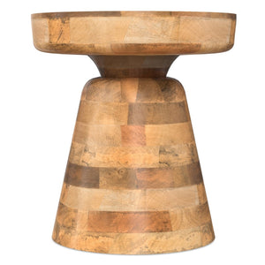 English Elm Robbie Solid Mango Wood Round Accent Table Sculptural Boho Side for Living Room Natural B136P420291