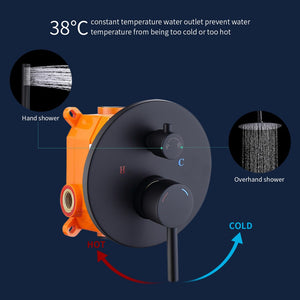 English Elm Shower System Wall-Mounted Matte Black Shower Faucet Combo With 10" Rainfall Head & Handheld Sprayer T3177P269094-GIGA