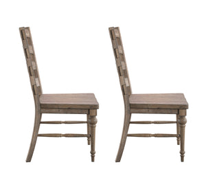 English Elm Wallace & Bay - Taupe Rustic Ladderback Dining Chairs Set of 2 – Solid Wood, Sandstone Buff Finish, Durable Easy-Care Design B2709P212371