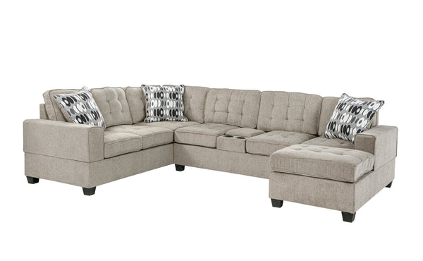 English Elm Oslo Sectional Sofa With Reversible Chaise, Cup Holders & Hidden Storage For Ultimate Comfort B078S00594-GIGA