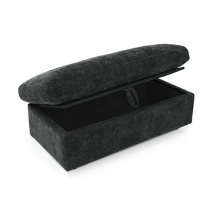 English Elm Leisure Chenille Two Seat Reclining Sofa with Usb Port Storage Ottoman Padded Armrests Black W487S00521