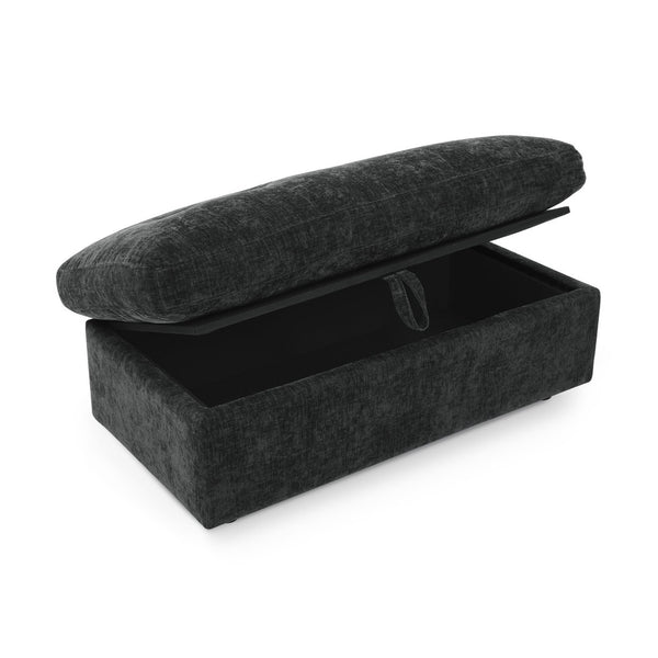 English Elm Leisure Chenille Two Seat Reclining Sofa with Usb Port Storage Ottoman Padded Armrests Black W487S00521