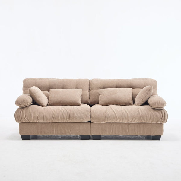 English Elm Cloud Modular Sectional Sofa Deep Seat Flannelette Upholstered Living Room Couch Light Brown W2120S00018