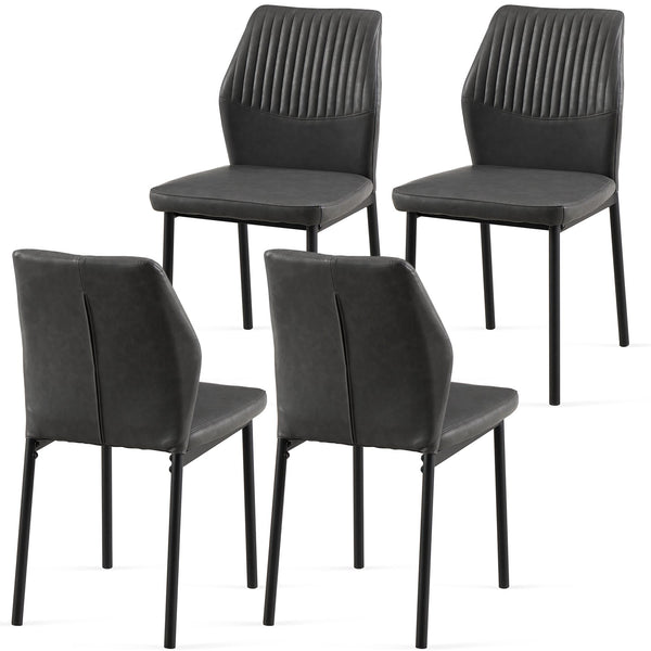 English Elm Dark Grey Pu Leather Dining Chairs Set Of 4 – Modern Armless Design For Versatile Comfort & Style W1164P195156