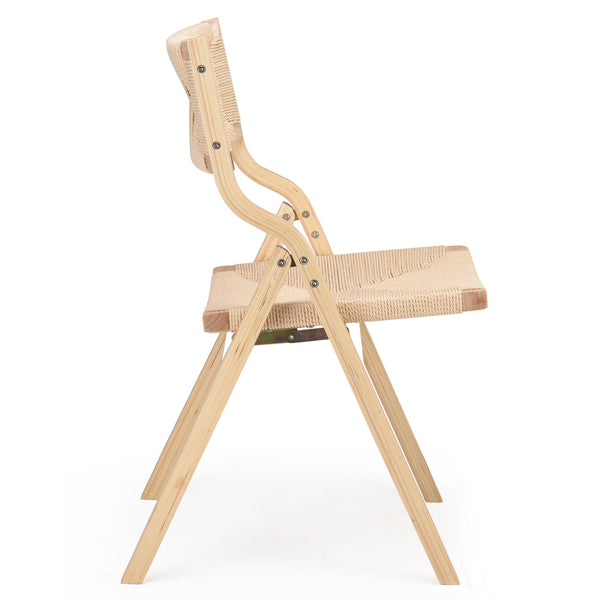 English Elm Recliner Foldable Rattan Upholstered Rocker Chair with Side Pocket, Ergonomic 110°–160° Recline, Natural Wood Finish T3623P380465