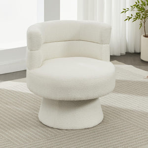 English Elm Christopher Knight Home® - Contemporary Boucle 360° Swivel Barrel Chair with 330lb Capacity, Plush Textured Accent Seat for Living Room Cream White N765P292090W