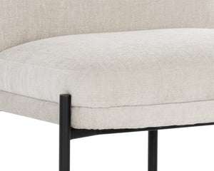 Sunpan Richie Dining Chair - Modern Comfort in Soft Danny Ivory Fabric with Sleek Black Metal Legs