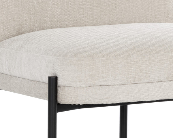 Sunpan Richie Dining Chair - Modern Comfort in Soft Danny Ivory Fabric with Sleek Black Metal Legs