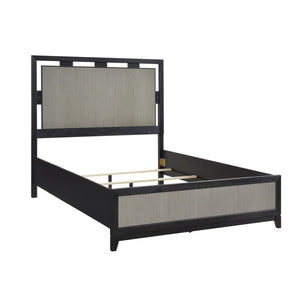English Elm Contemporary King Platform Bed with Led Headboard Reeded Panels and Solid Wood Frame B011S02289