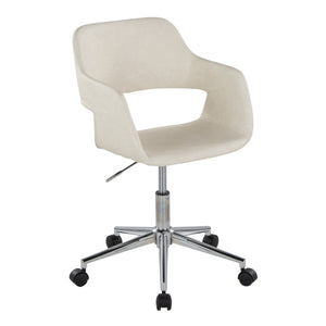 English Elm Margarite Contemporary Task Chair - Chrome Metal & Cream Faux Leather For Modern Workspaces Comfort B202P223921