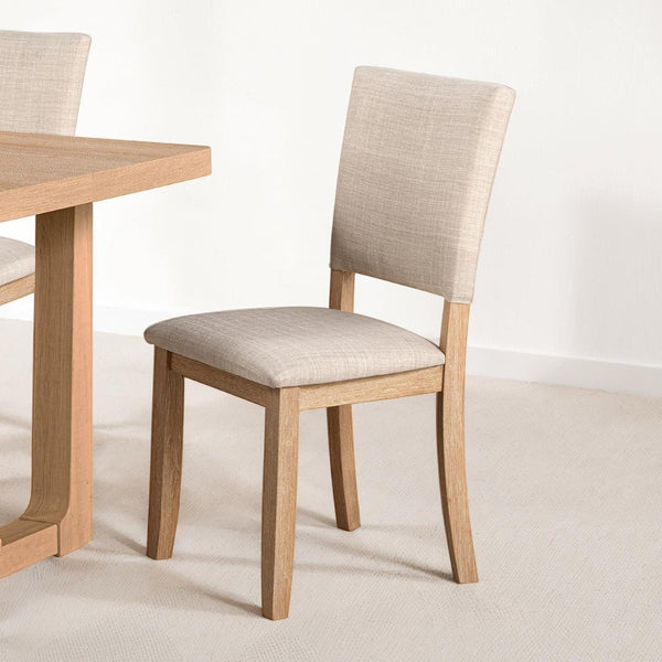 English Elm Transitional Trestle Base Dining Set with Upholstered Chairs for Modern Farmhouse Rooms Natural B2741S00785