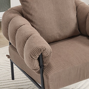 English Elm TS Modern decorative chair with plush teddy fleece upholstery and gold metal legs for luxe comfort and style Light Coffee W2311P308064